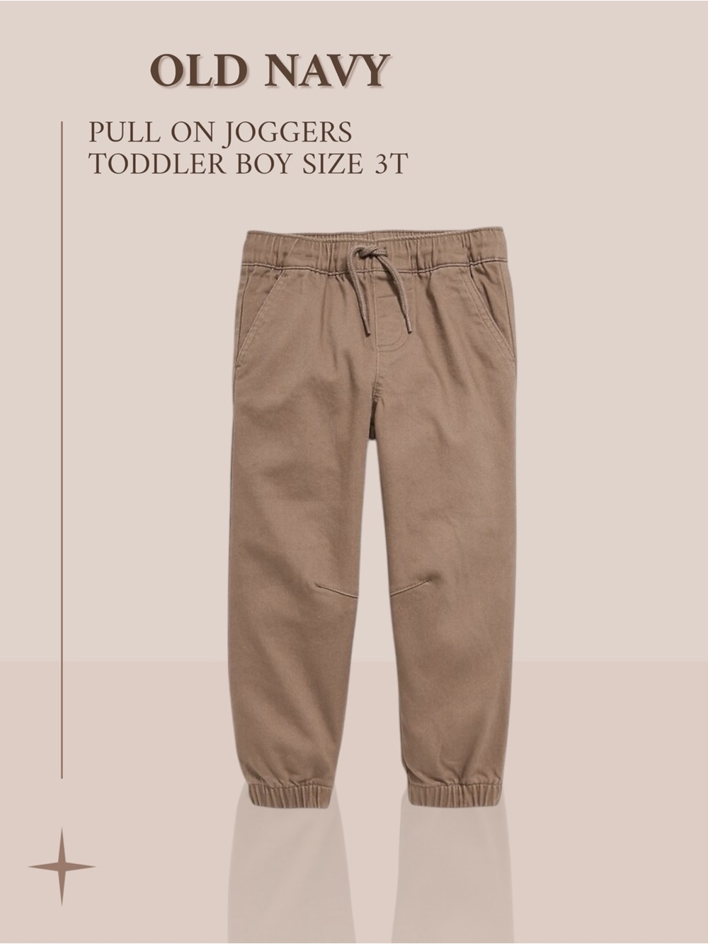 Old Navy Loose Twill Pull-On Jogger Pants w/ Drawstring, toddler boy size 3T